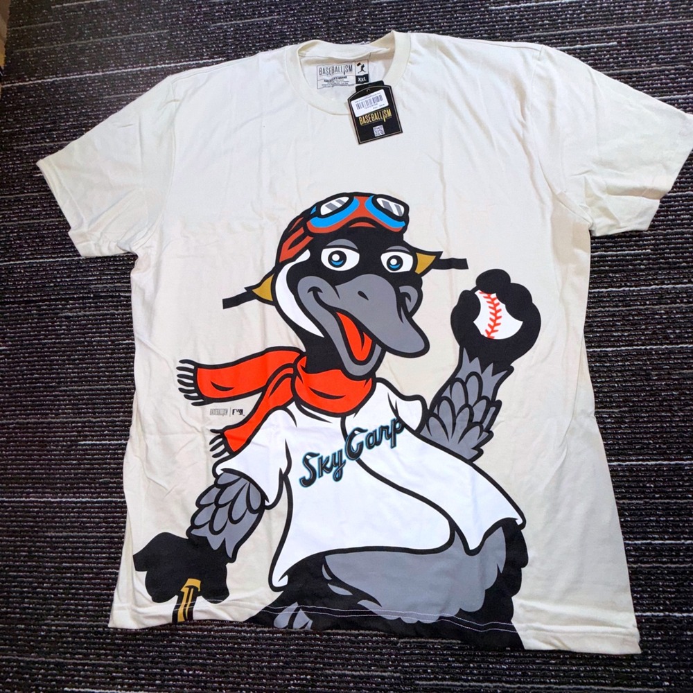 Baseballism Beloit Sky Carp T-Shirt Mens XXL Cream NEW MiLB Oversized Mascot